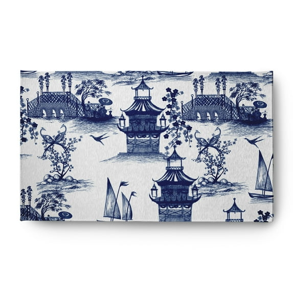 3' x 5' Simply Daisy China Old Oriental Chenille Area Rug, Porcelain Blue