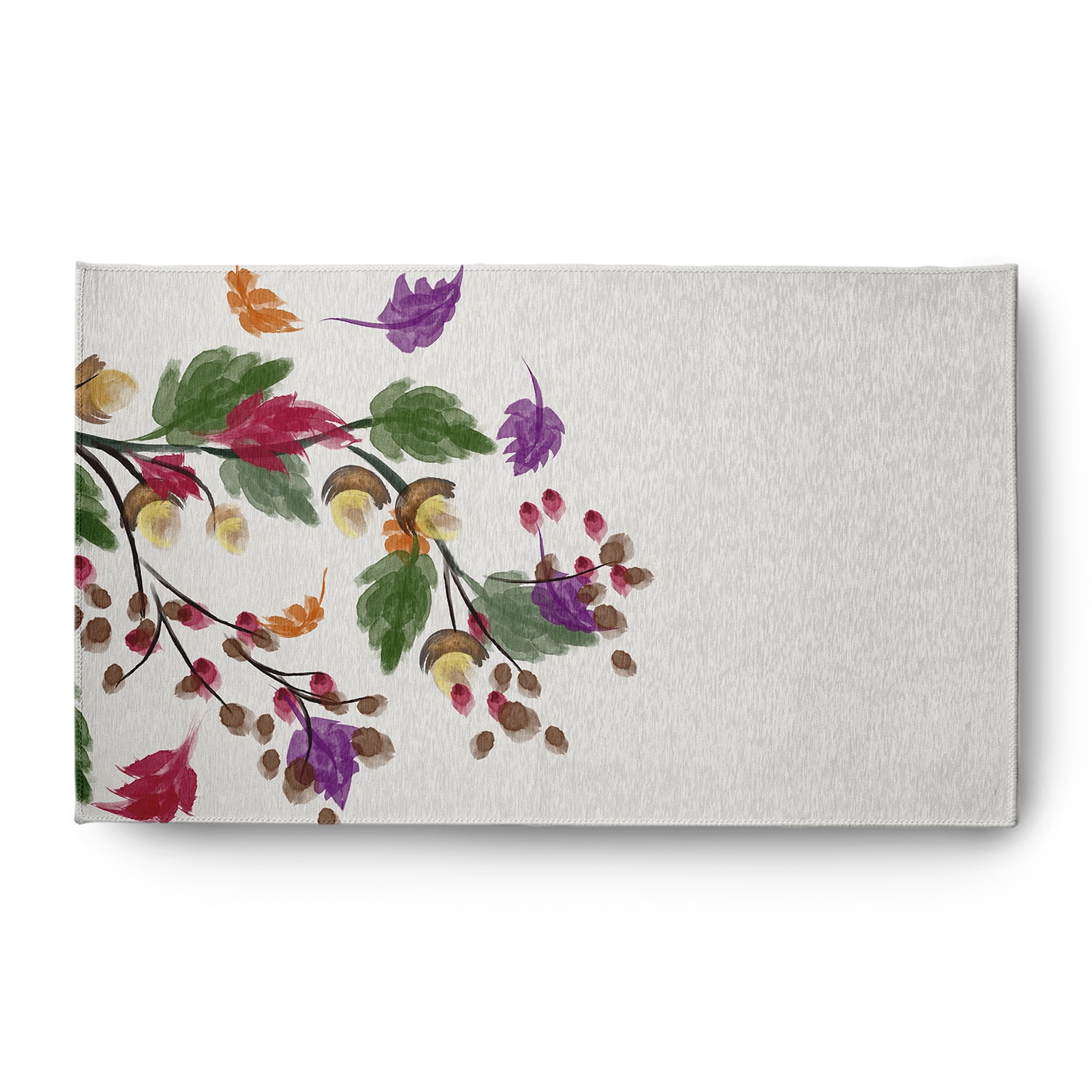 3' x 5' Simply Daisy Colorful Leaves Cabin & Lodge Chenille Area Rug, Purple