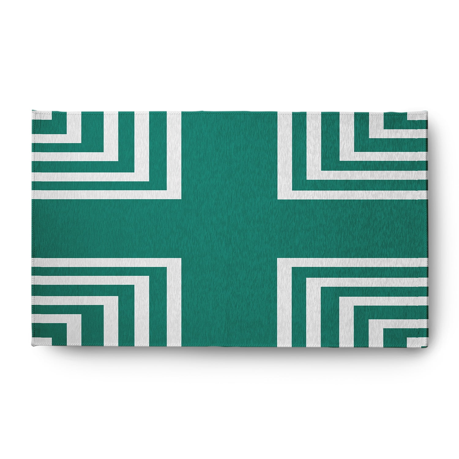 3' x 5' Simply Daisy Corner Stripes Modern & Contemporary Chenille Area Rug, Kelly Green