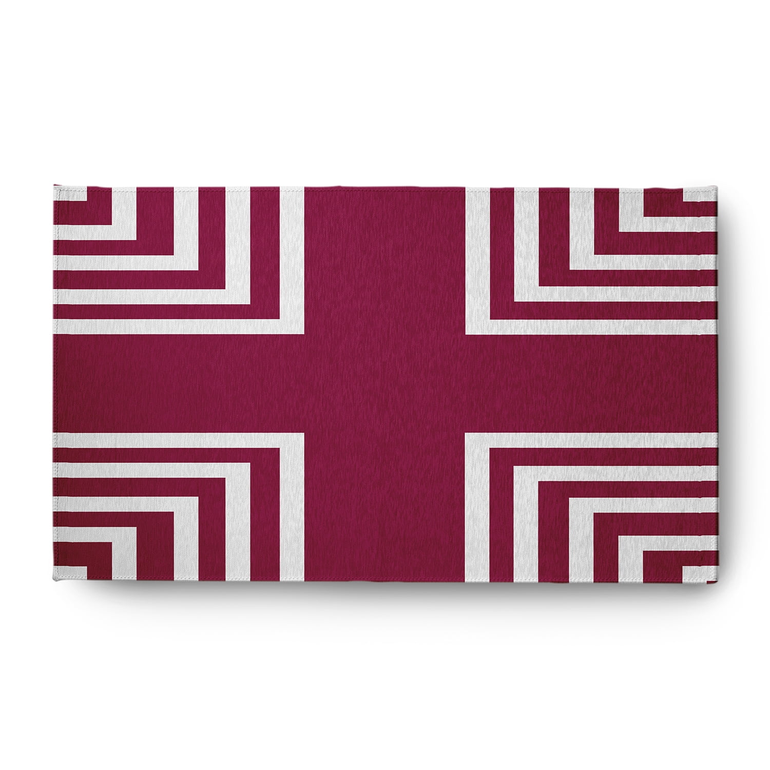 3' x 5' Simply Daisy Corner Stripes Modern & Contemporary Chenille Area Rug, Maroon Red