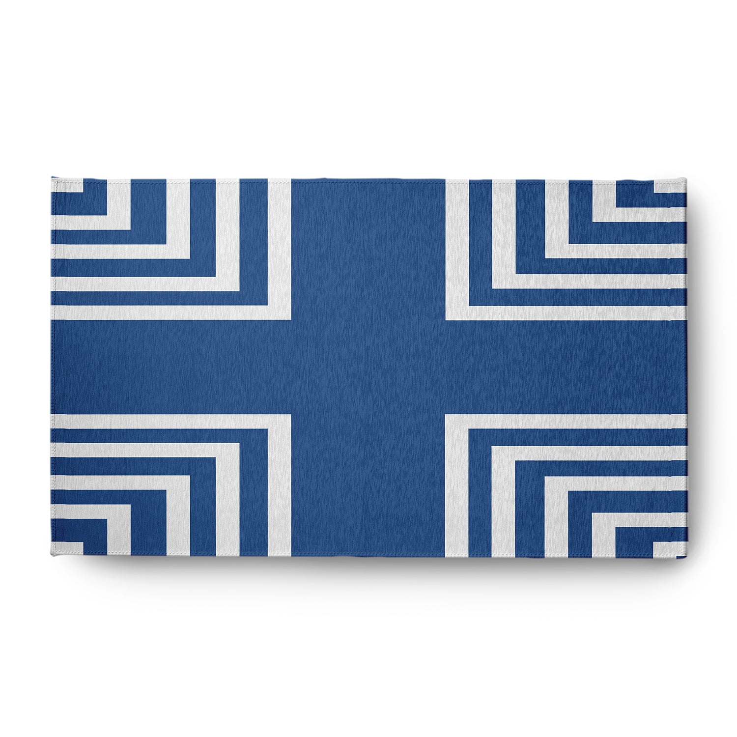 3' x 5' Simply Daisy Corner Stripes Modern & Contemporary Chenille Area Rug, Nautical Navy