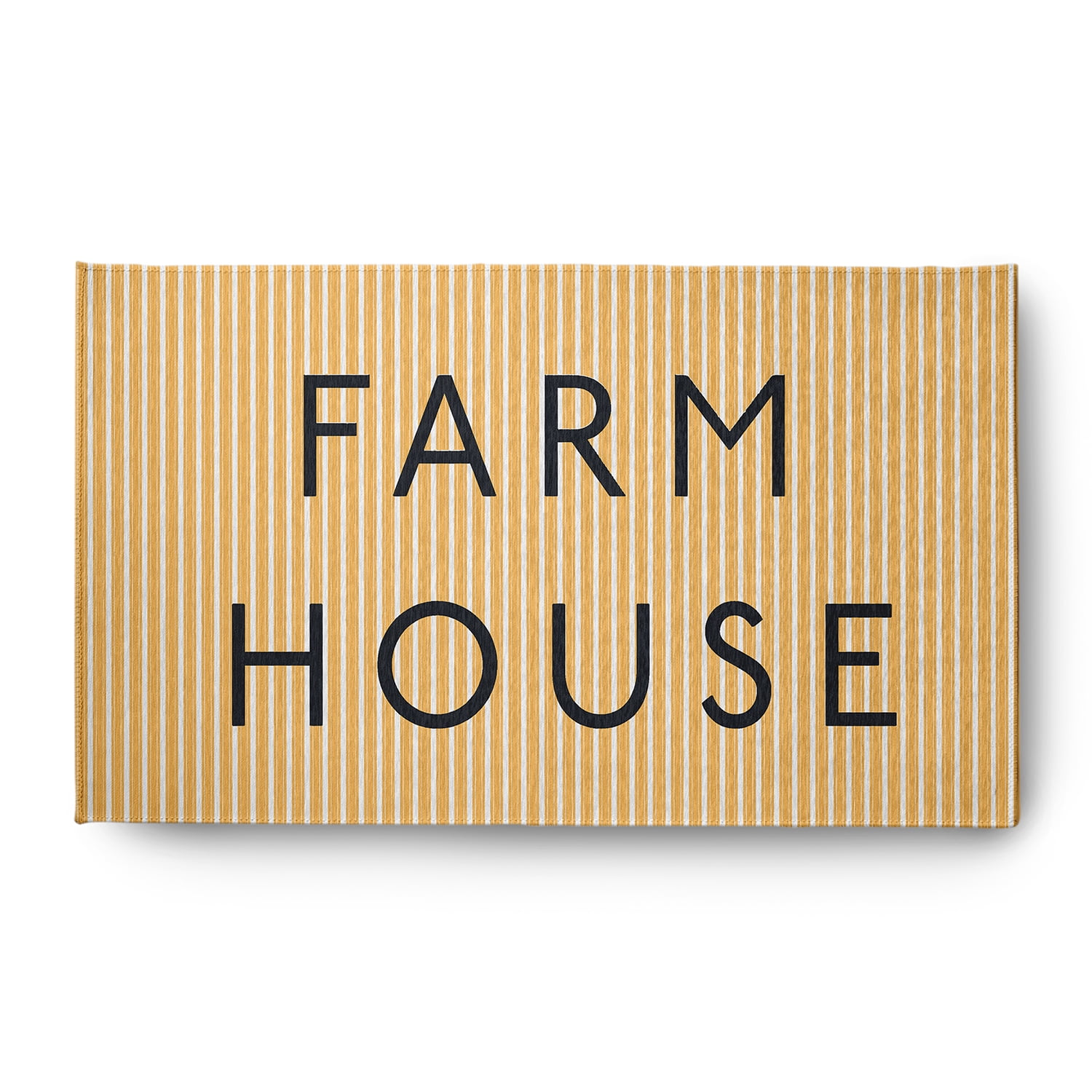 3' x 5' Simply Daisy Farmhouse Ticking Farmhouse Chenille Area Rug, Egg Yolk Yellow