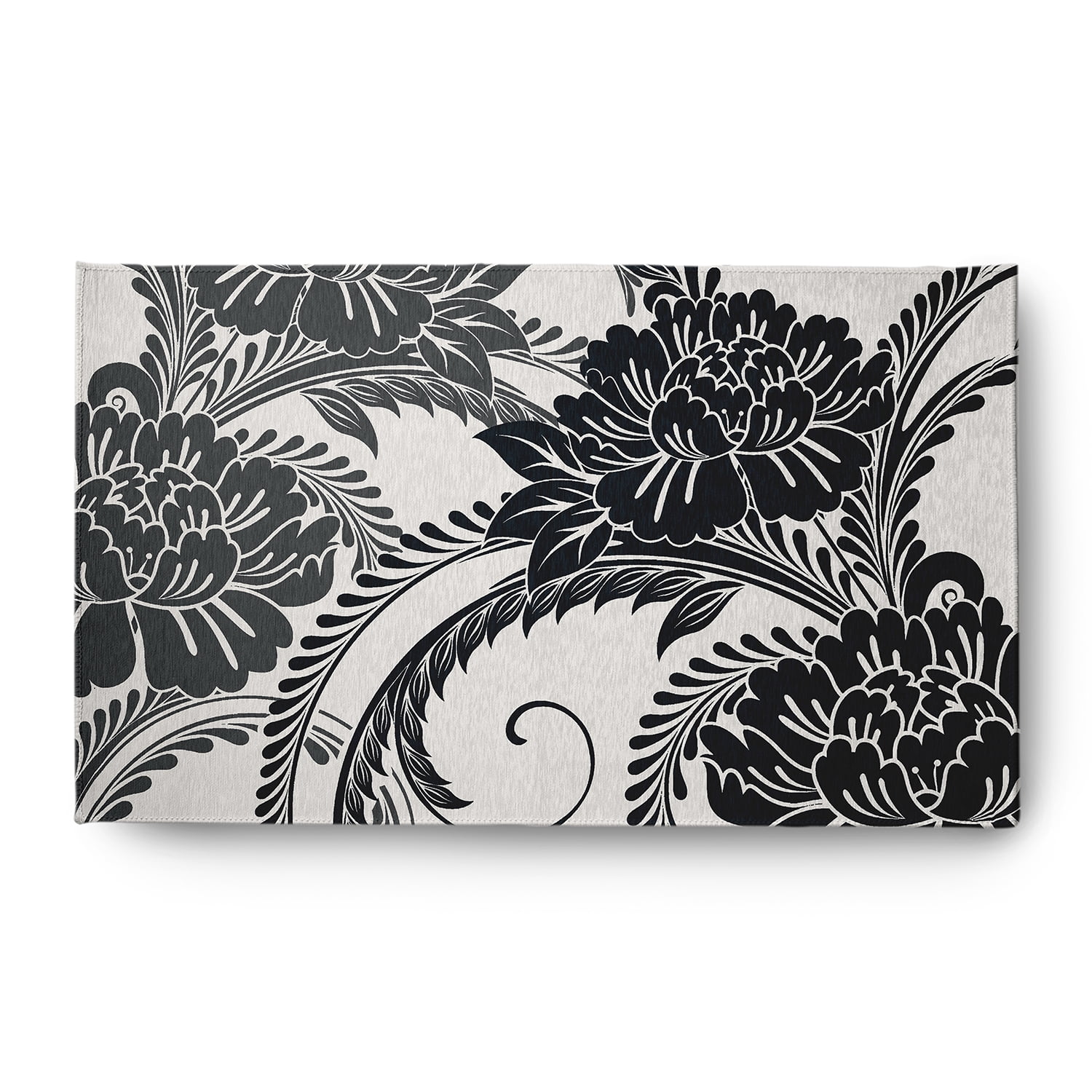 3' x 5' Simply Daisy Flower Flourish French Country Chenille Area Rug, Black