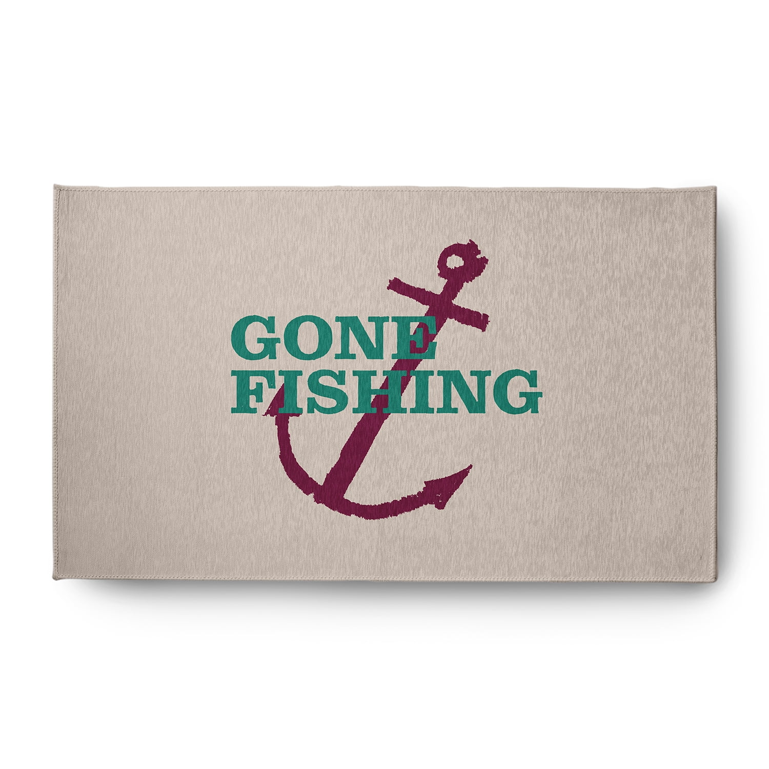 3' x 5' Simply Daisy Gone Fishing Beach Style Chenille Area Rug, Kelly ...