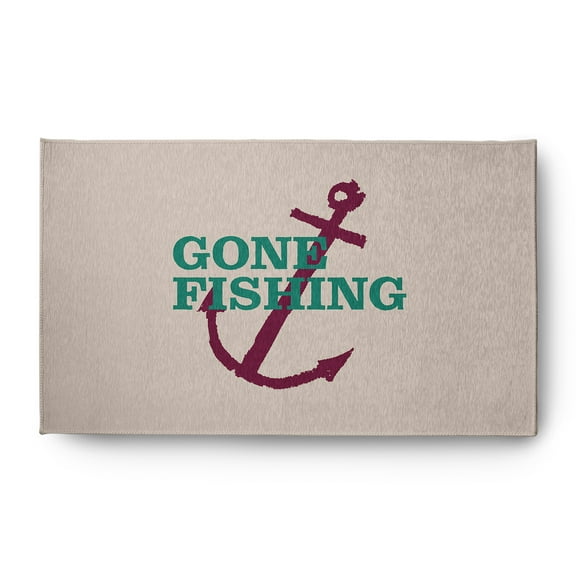 3' x 5' Simply Daisy Gone Fishing Beach Style Chenille Area Rug, Kelly Green