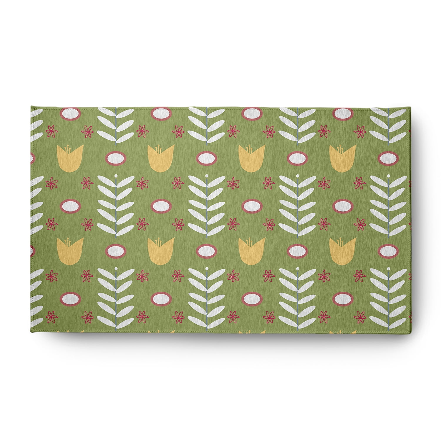 3' x 5' Simply Daisy Spring Garden Scandinavian Chenille Area Rug, Apple Green