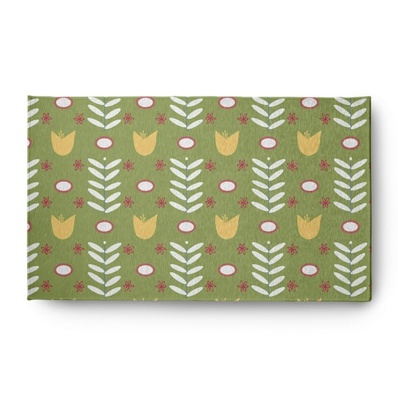 3' x 5' Simply Daisy Spring Garden Scandinavian Chenille Area Rug, Apple Green