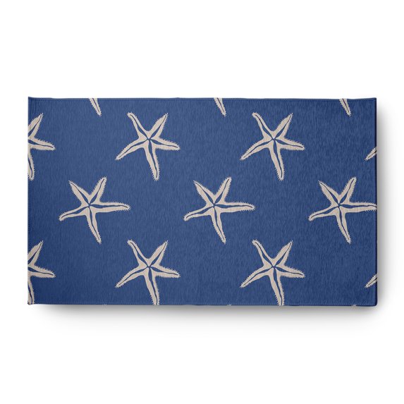 3' x 5' Simply Daisy Starfish Beach Style Chenille Area Rug, Nautical Navy