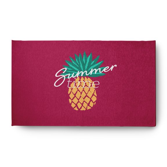 3' x 5' Simply Daisy Summer Time Pineapple Tropical Chenille Area Rug, Lipstick Pink