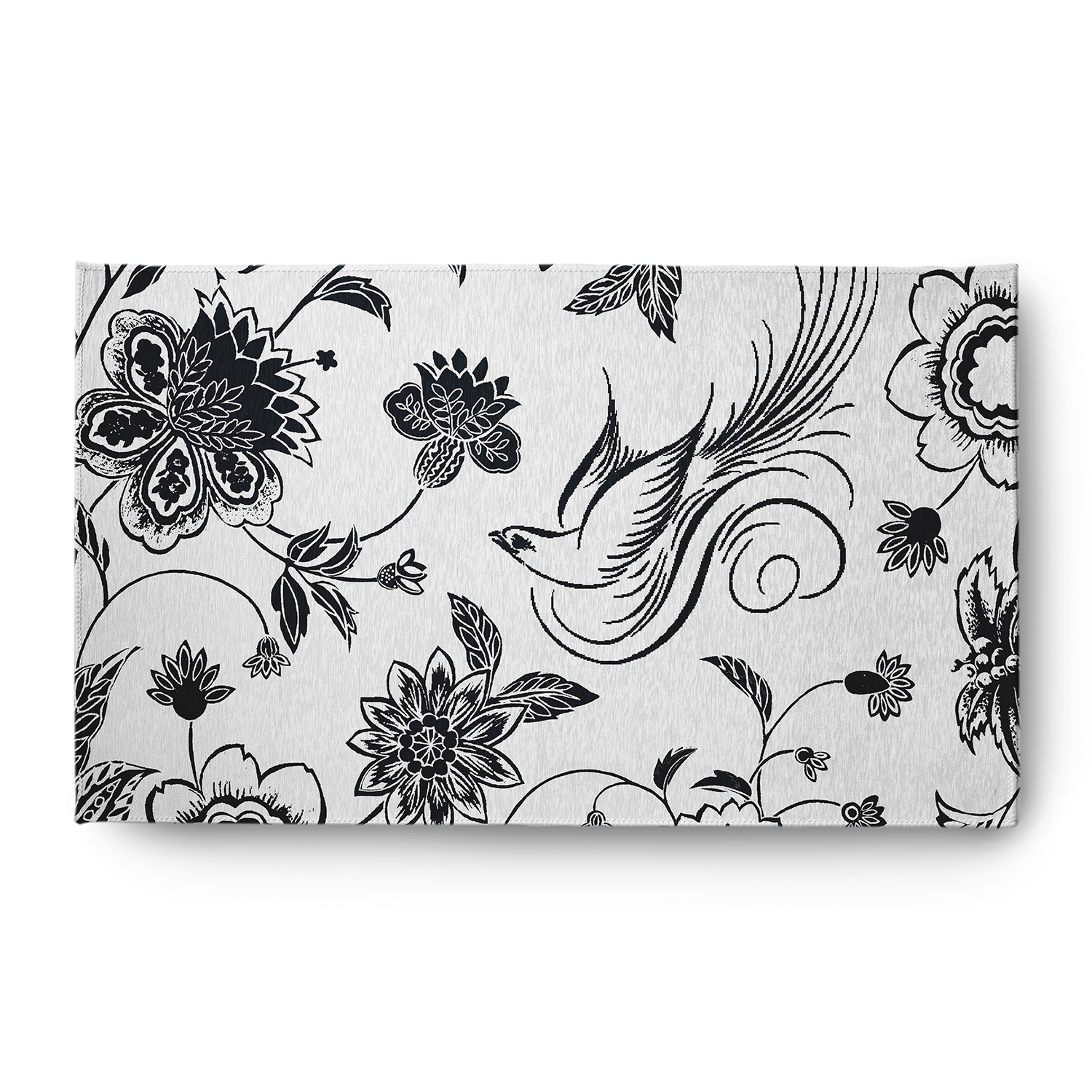 3' x 5' Simply Daisy Traditional Bird Floral French Country Chenille Area Rug, Black
