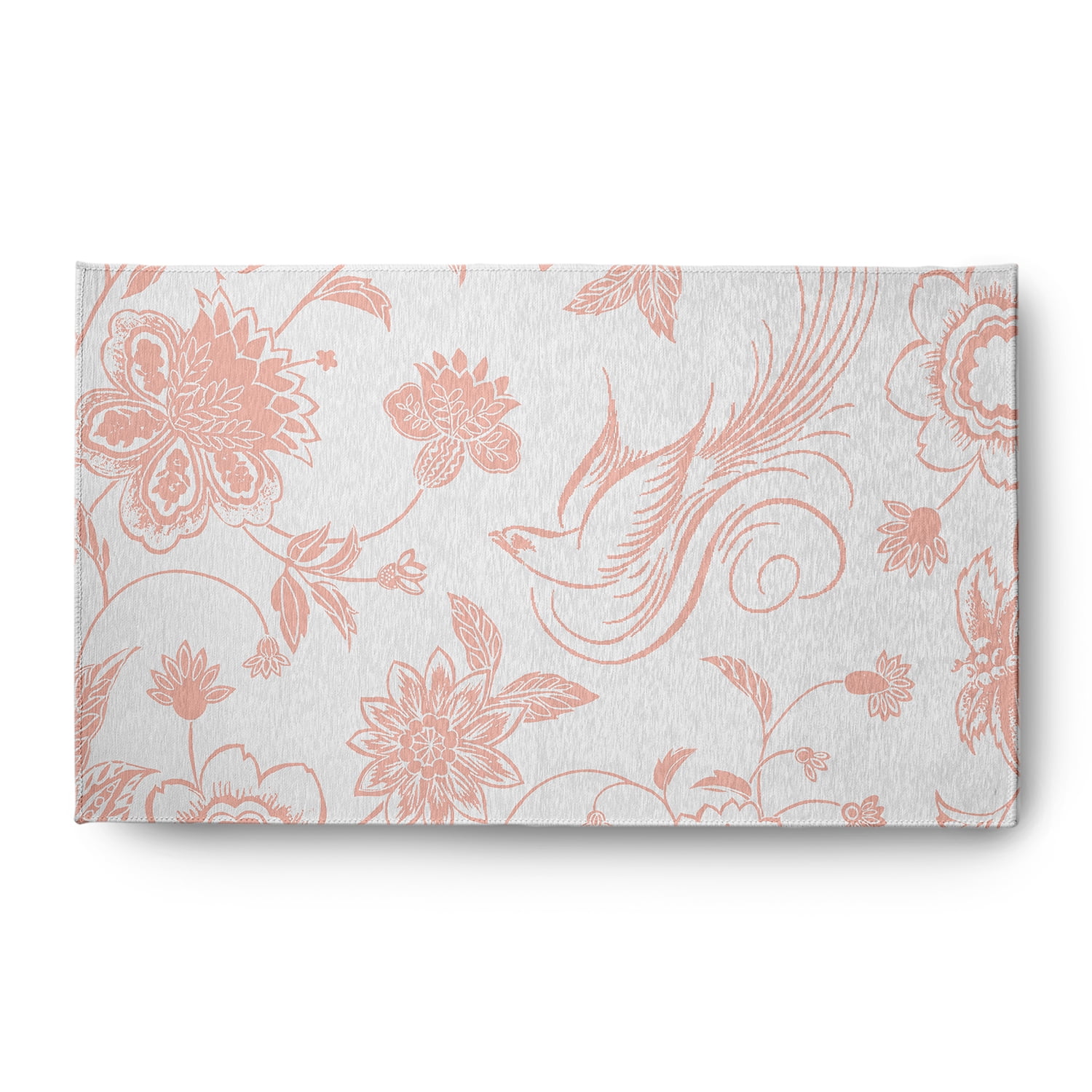 3' x 5' Simply Daisy Traditional Bird Floral French Country Chenille Area Rug, Blush