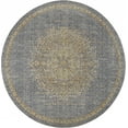 thumbnail image 1 of 3' x 5' Slate Grey Medallion Bordered Wool Indoor Area Rug, 1 of 2