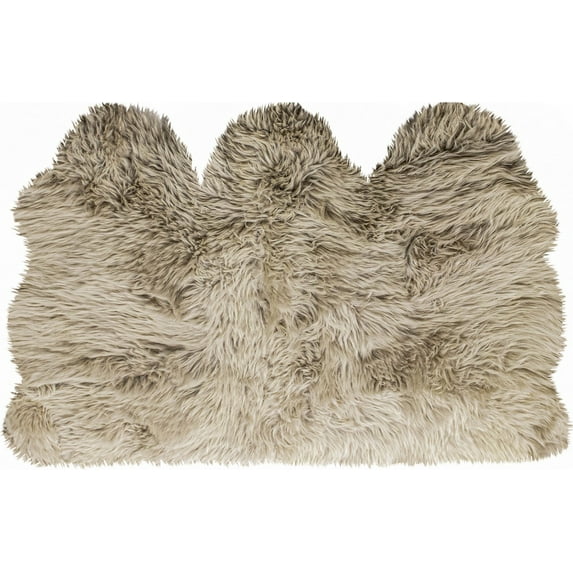 3' x 5' Taupe Natural Sheepskin Area Rug