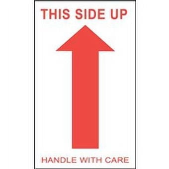 3 x 5" – "This Side Up - Handle With Care" Arrow Labels 500/Pack