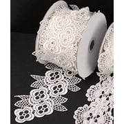 3 x 5 Yards Floral Lace Crochet Ribbon Ivory