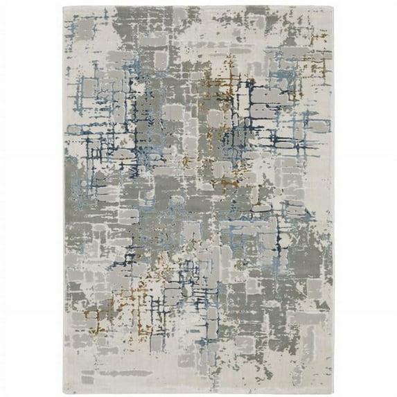 3 x 5 ft. Abstract Power Loom Machine Made Stain Resistant Rectangle Area Rug, Multi Color