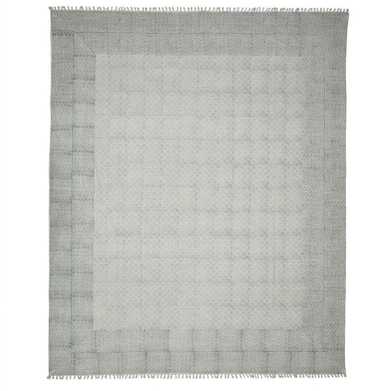 Blue Geometric 5' x 7' Handmade Cotton Flatweave Rug