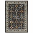 thumbnail image 1 of 3 x 5 ft. Blue Red Beige Yellow Gray Rust & Gold Oriental Power Loom Stain Resistant Rectangle Area Rug with Fringe, 1 of 1
