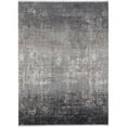 thumbnail image 1 of 3 x 5 ft. Gray Black & Silver Abstract Power Loom Distressed Rectangle Area Rug with Fringe, 1 of 1