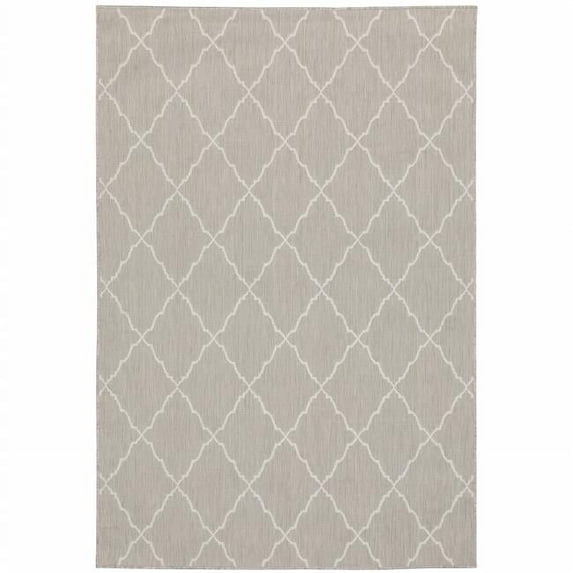 3 x 5 ft. Gray & Ivory Trellis Indoor & Outdoor Area Rug