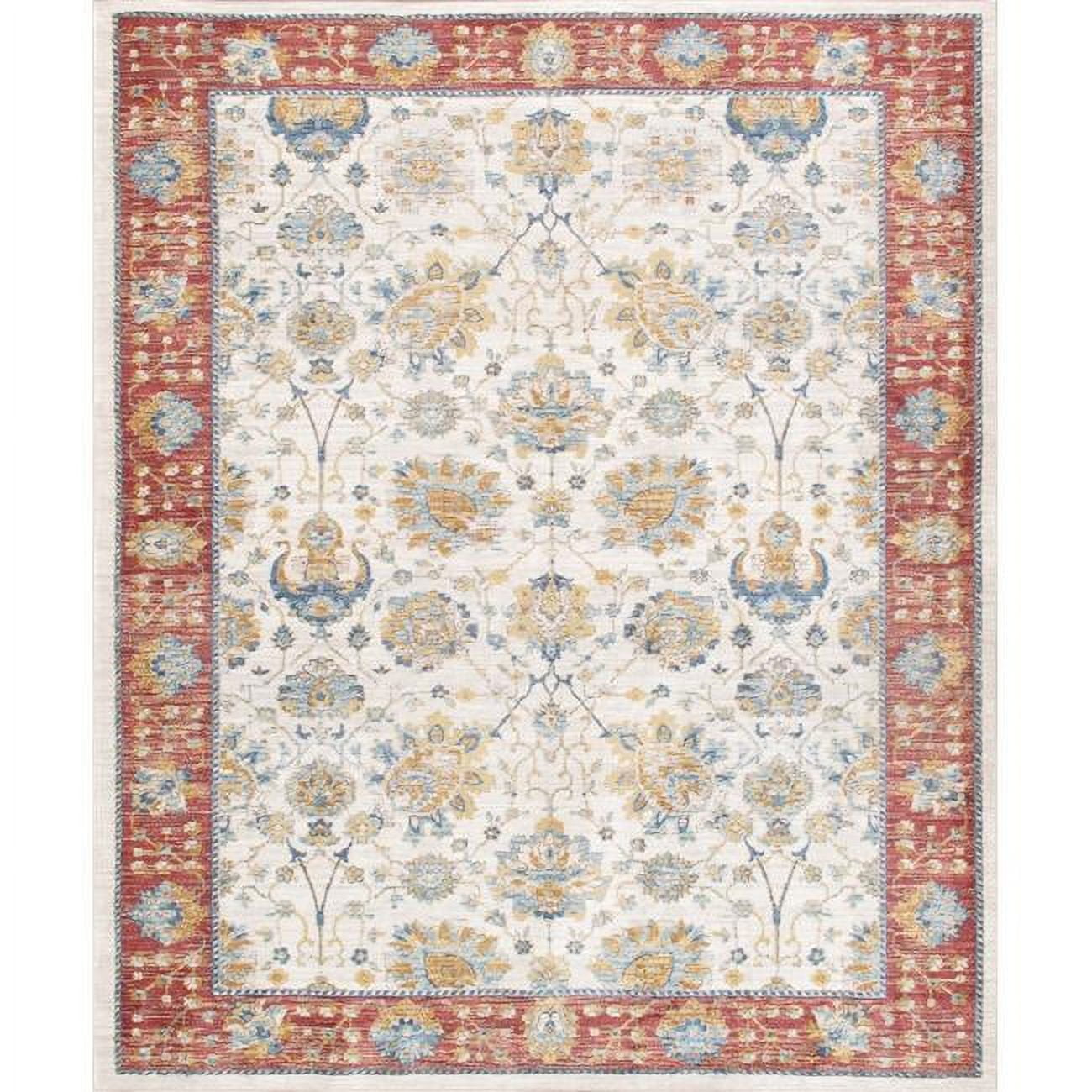 Ivory Rectangular Stain-Resistant Synthetic Area Rug 36" x 60"