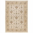 thumbnail image 1 of 3 x 5 ft. Ivory & Gold Oriental Power Loom Stain Resistant Rectangle Area Rug with Fringe, 1 of 1