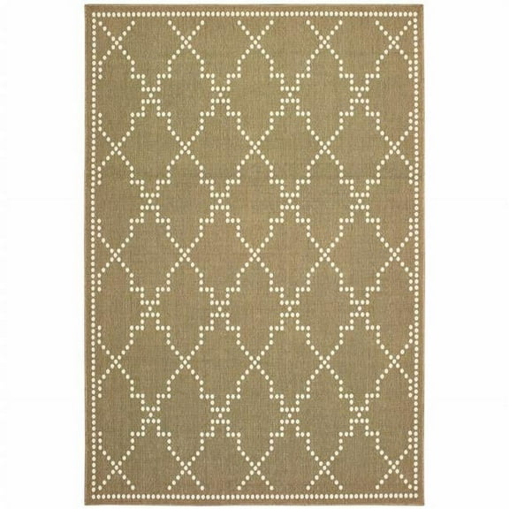 3 x 5 ft. Tan Geometric Stain Resistant Indoor & Outdoor Area Rug