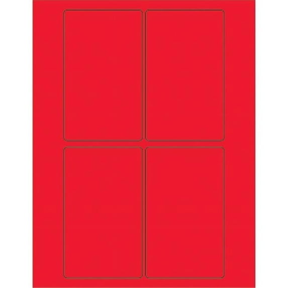 3 x 5 in. Fluorescent Red Rectangle Laser Labels - Pack of 400 - Fluorescent Red