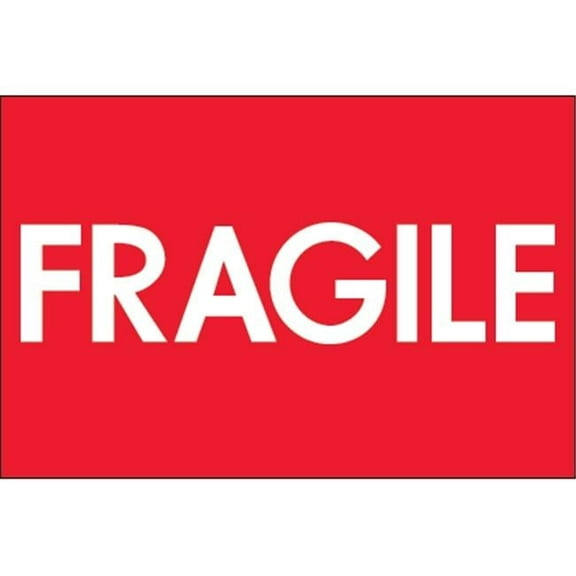 3 x 5 in. - Fragile High Gloss Labels - Red & White