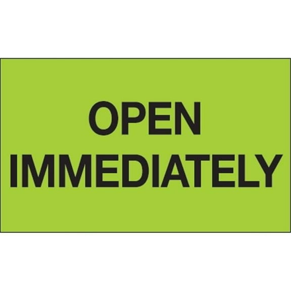3 x 5 in. - Open Immediately Fluorescent Green Labels