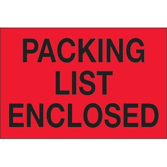 3 x 5 in. - Packing List Enclosed Fluorescent Red Labels