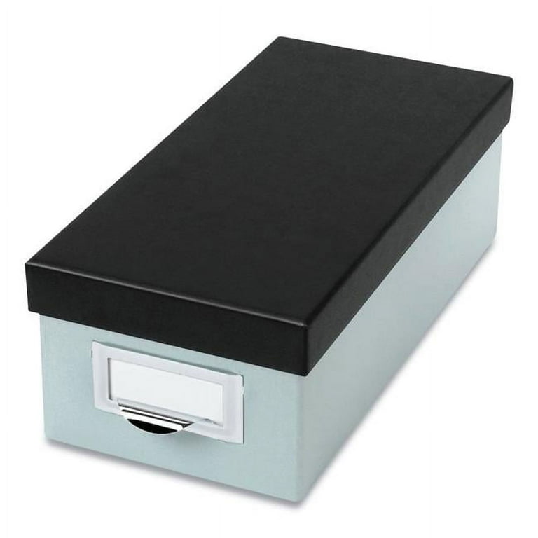 Index Card Storage Box, Holds 1,000 3 x 5 Cards, 5.5 x 11.5 x 3.88, Pressboard, Blue Fog/Black Index Card Storage Box, Holds 1,000 3 x 5 Cards, 5.5 x 11.5 x 3.88, Pressboard, Blue Fog/Black