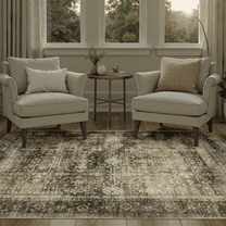 3x5 Washable Rug, Non Slip Stain-Resistant Traditional Retro Rugs for Entryway, Kitchen, Bedroom, Laundry, Bathroom-Brown