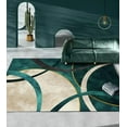 thumbnail image 1 of 3 x 5ft Beige Green Geometric Area Rug, Modern Wavy Circles Indoor Rugs With Anti-Slip Backing Durable Not Falling Off Carpet For Living Room Bedroom Dining Room, 1 of 6