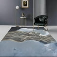 thumbnail image 1 of 3 x 5ft Grey Gold Striped Pattern Area Rug, Modern Abstract Print Rugs, Non Slip Machine Washable Easy Care Carpet For Indoor Living Room Bedroom Study Apartment Home Decor, 1 of 6