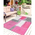 thumbnail image 1 of 3 x 5ft Pink Grey Outdoor Rug For Patio/Deck/Porch, Non-Slip Area Rug, Modern Geometric Gray Oil Painting Abstract Art Indoor Outdoor Rugs Washable Area Rugs, 1 of 6