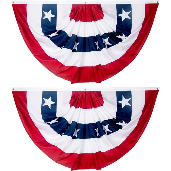 3 x 6 Ft Bunting Flags Outdoor, American Flags Bunting, Fourth Of July Decorations USA Pleated Fan Flag, Patriotic Bunting For Outside(Set of 2)…