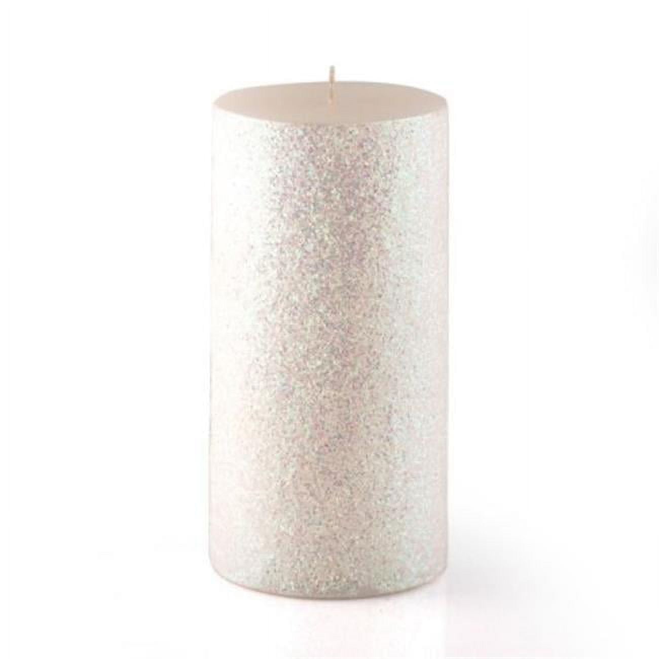 3 x 6 in. Glitter Pillar Candle, Metallic White