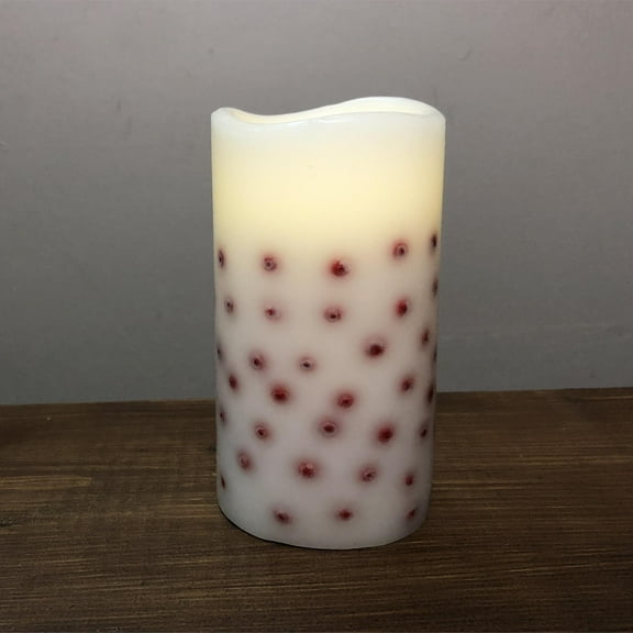 3 x 6 inch Flameless LED Pillar Candle Emberred with Berries