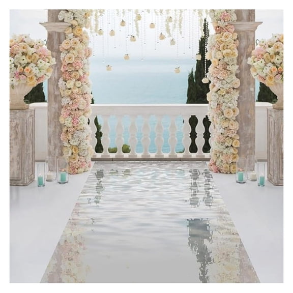 3 x 65ft Aisle Runner for Wedding Ceremony, Double Sided Reflective Carpet Mirror Aisle Runner for Wedding Walkway Runner Rug Roll for Wedding Birthday Graduation Party (Silver)