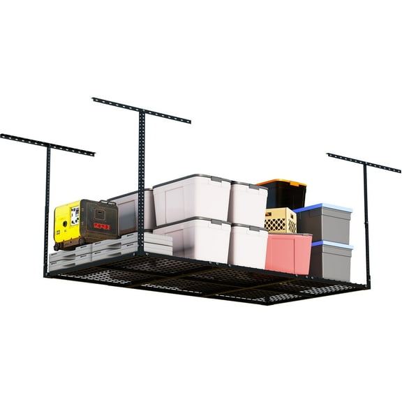 3 x 6FT Overhead Garage Storage Rack,Adjustable Ceiling Storage Racks,Garage Shelving Heavy Duty Storage Organizer System,500Lbs Weight Capacity(Black)