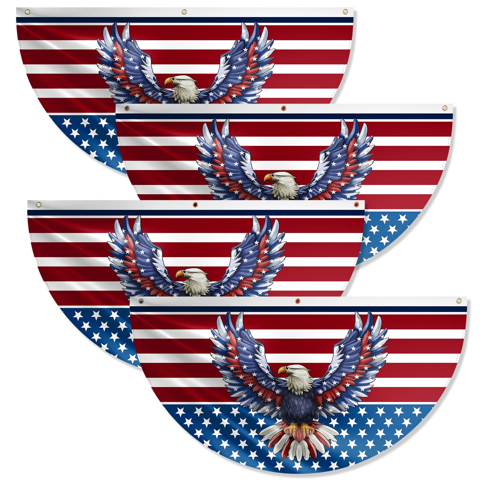 3 x 6Ft Eagle Patriotic American Fan Flags, American Patriotic Half Fan ...