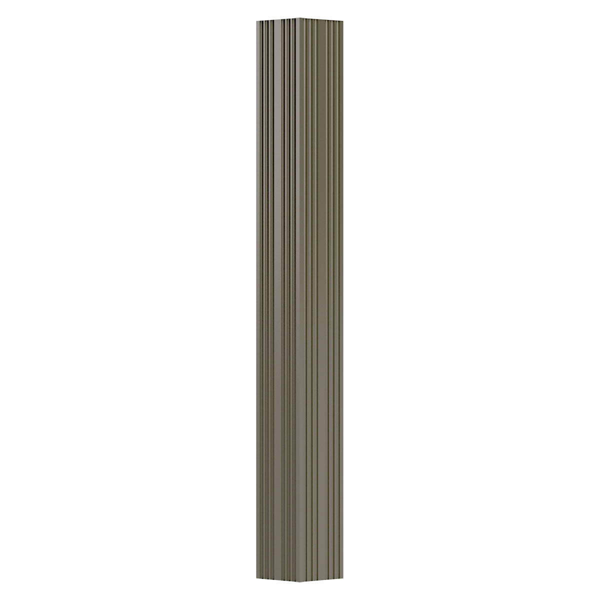3" x 8' Endura-Aluminum Column, Square Shaft (Load-Bearing 8,000 lbs), Non-Tapered, Fluted, Clay Finish