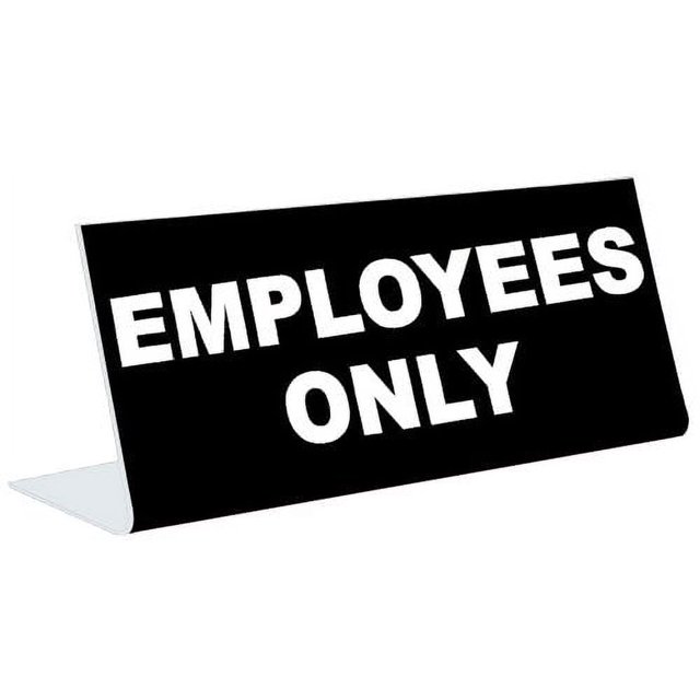 3" X 8" Engraved Tabletop Pedestal Desk Sign Employees Only Black
