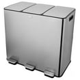 thumbnail image 1 of 3 x 8 Gallon Kitchen Trash Can,Triple Trash Can with Lid 90 Liters,Stainless Steel 3 Compartment Trash and Recycle Bin Combo with Separated Lid and Foot Pedal Trash Can,Silver,24 Gallon Total, 1 of 9