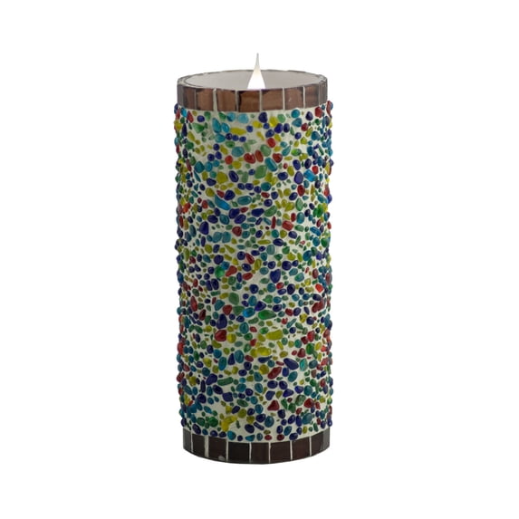 3" x 8" Speckled Stucco Pacific Accents Flameless Candle with Moving Flame