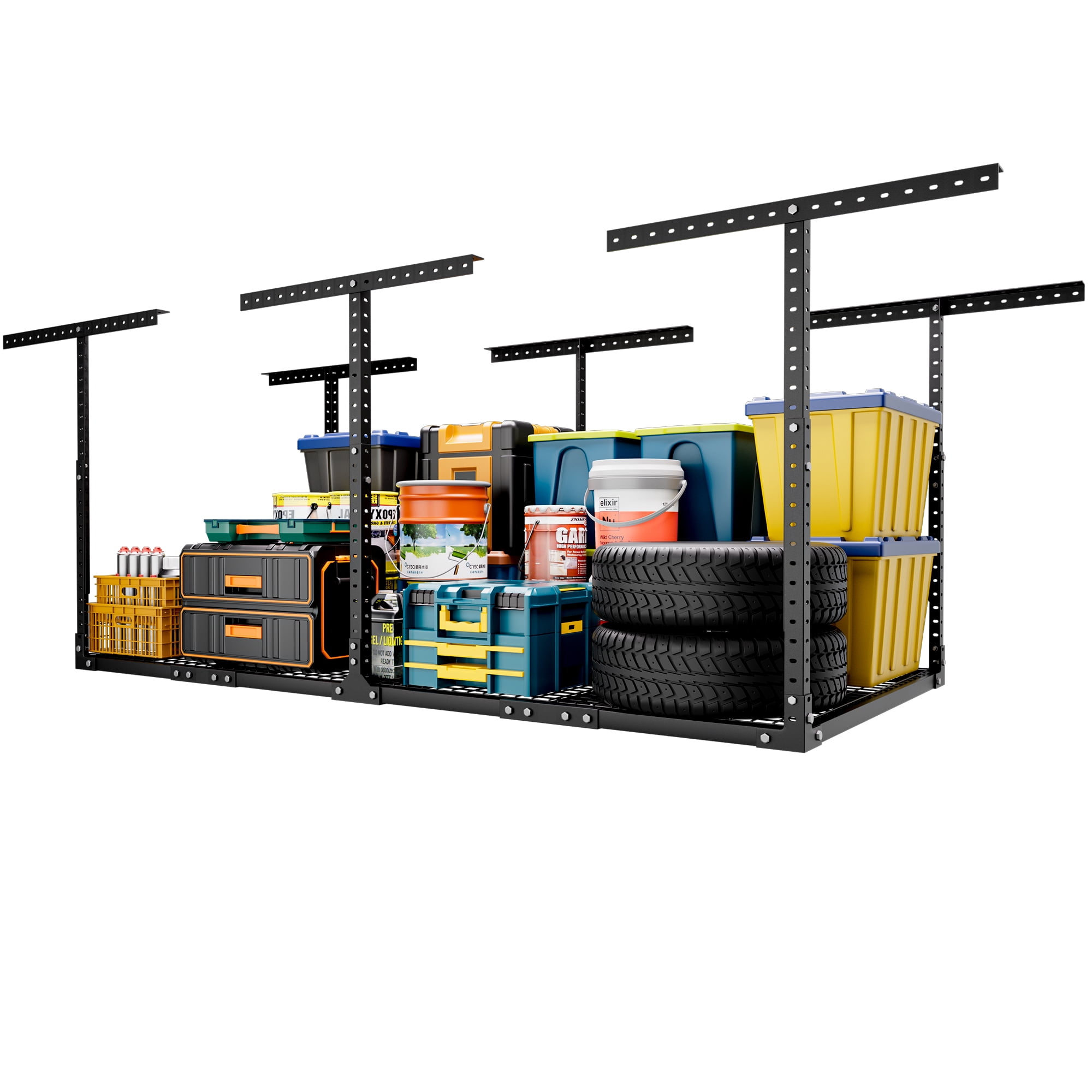 8ft Racking YOHKOH 3 x 8FT Overhead Garage Storage Rack, Adjustable Ceiling Storage ...