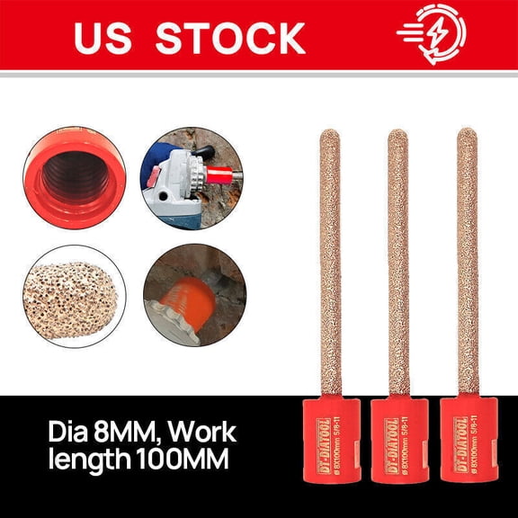 3 x 8mm*100mm Finger Bit Diamond Mortar Raking Bits Milling Brick Stone Removal