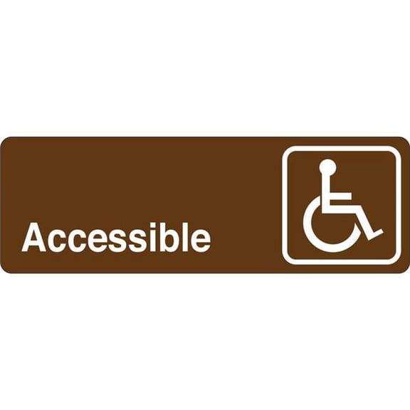 3 x 9 in. Handicap Accessible Single Sided Wall Mount Directional Sign, Brown & White