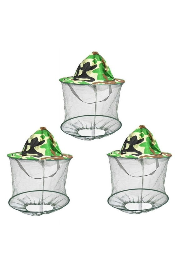 3X Camouflage Patten Beekeeper Hat Beekeeping Face Mask